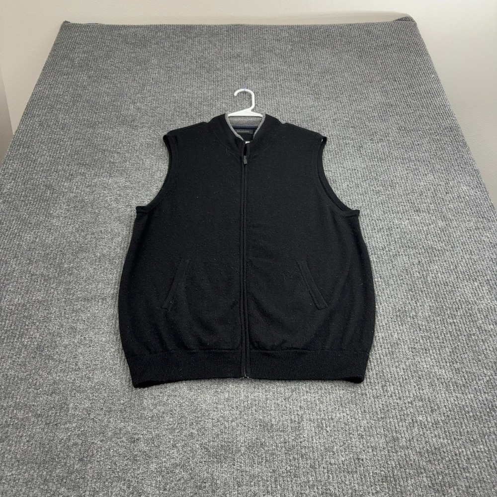 Naadam Vest Mens XL Black Wool Cashmere Full Zip Mock Neck‎ Minimalist Luxury